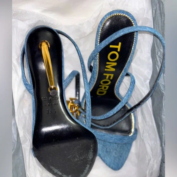 Tom Ford Denim PadLock Heels - Picture 2 of 14